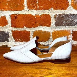 White crocodile pointed flats